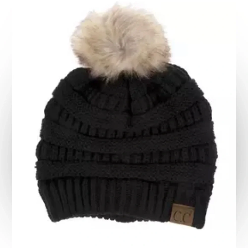 C.C Woven Beanie With Pom Pom - Picture 4 of 4